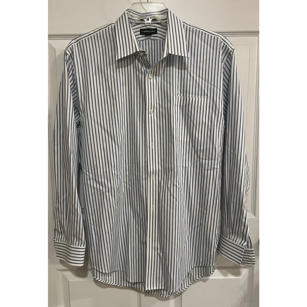 Lands' End Men’s No Iron Pinpoint Oxford Button Down 17.5 - 35 Office Business